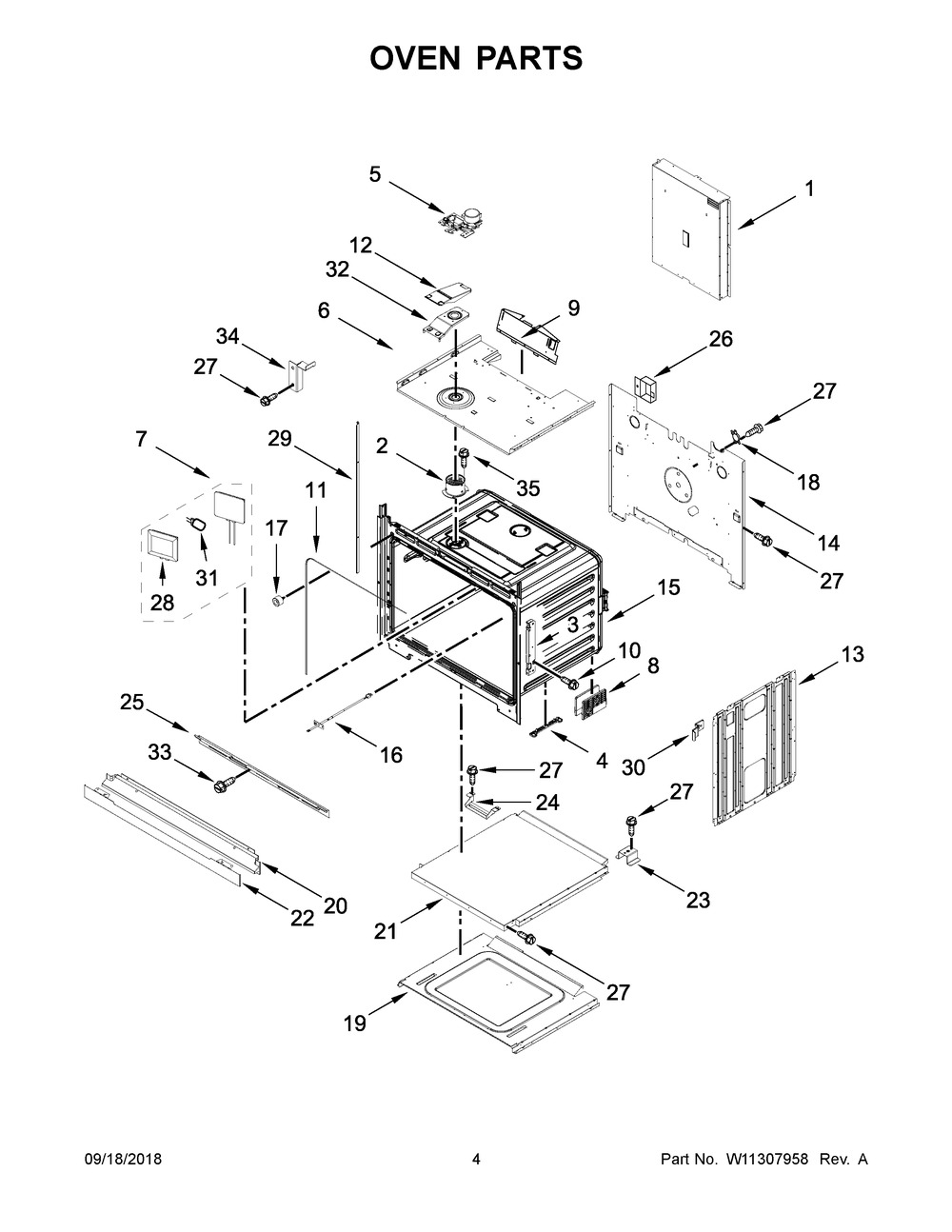 Oven Parts Diagram and Parts List for KOST107ESS03  Whirlpool Wall Oven