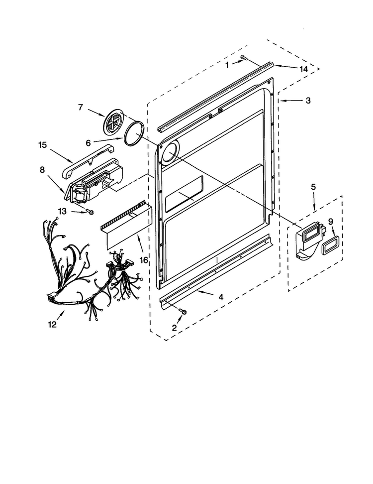 Door And Latch Diagram and Parts List for KUDR01DTBT0  KitchenAid Dishwasher