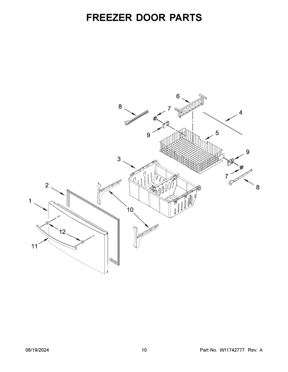 06 - Freezer Door Parts Diagram and Parts List for WRMF3636RZ00  Whirlpool Refrigerator