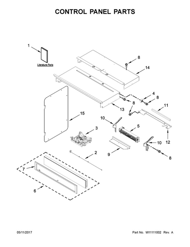 Control Panel Parts Diagram and Parts List for WOC75EC7HV00  Whirlpool Microwave Oven Combo