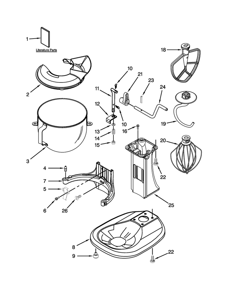 Base And Pedestal Unit Parts Diagram and Parts List for KSM500Q2SL0  KitchenAid Mixer