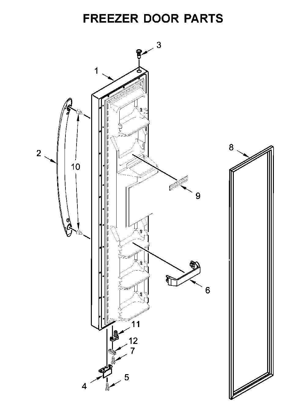 Freezer door parts Diagram and Parts List for WRS311SDHM04  Whirlpool Refrigerator