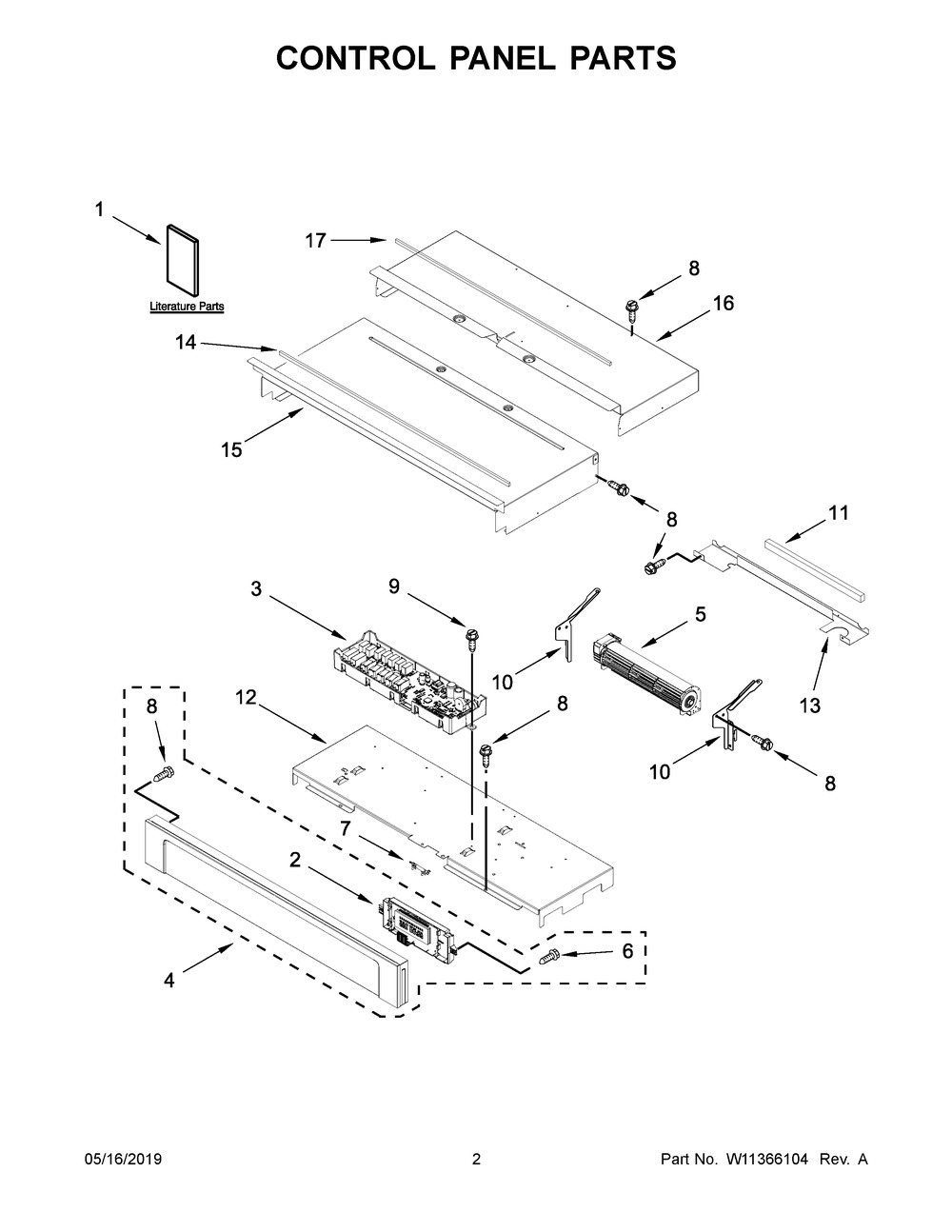 Control Panel Parts Diagram and Parts List for WOS31ES7JS00  Whirlpool Wall Oven