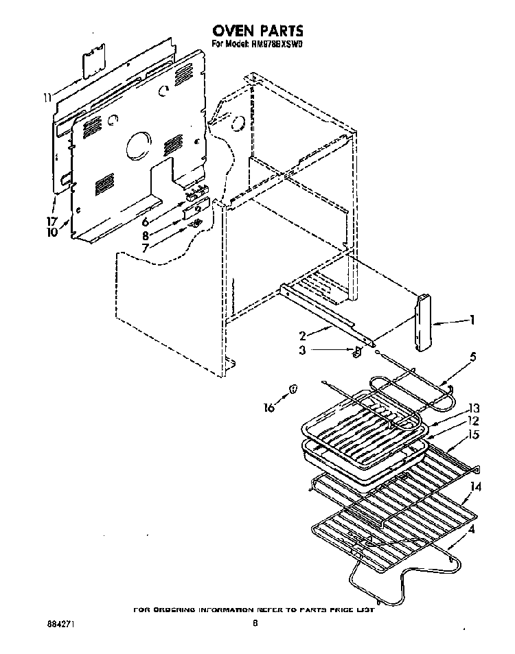 Oven Diagram and Parts List for RM978BXSN0  Whirlpool Range