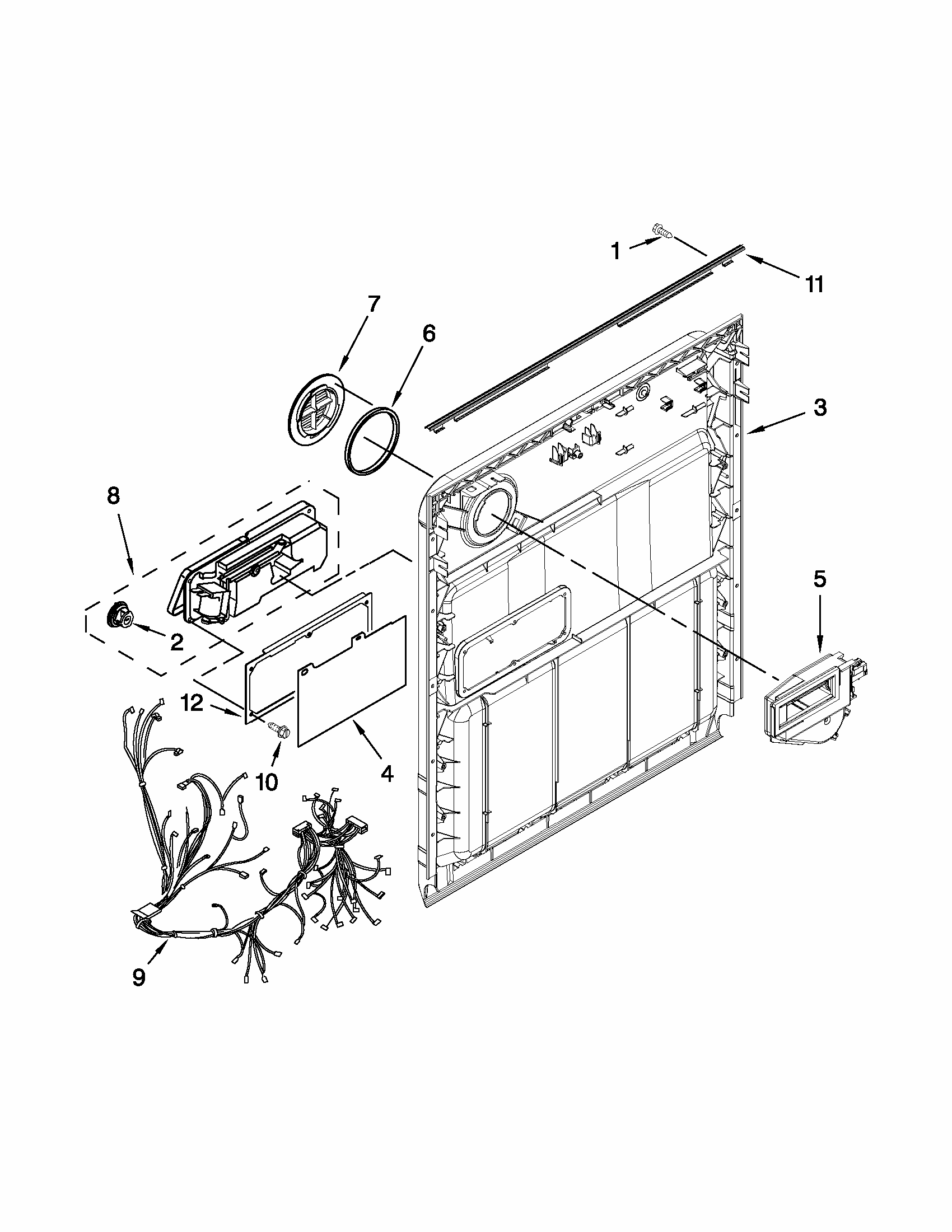 Inner Door Parts Diagram and Parts List for 66513272K112  Kenmore Dishwasher