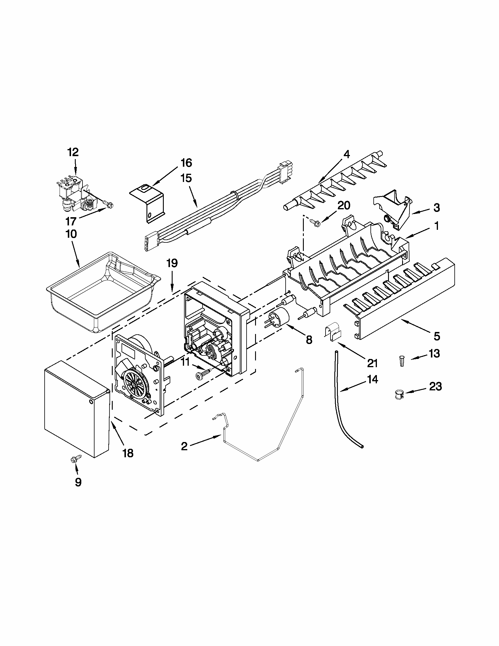 Ice Maker Parts Diagram and Parts List for 59679523016  Kenmore Refrigerator
