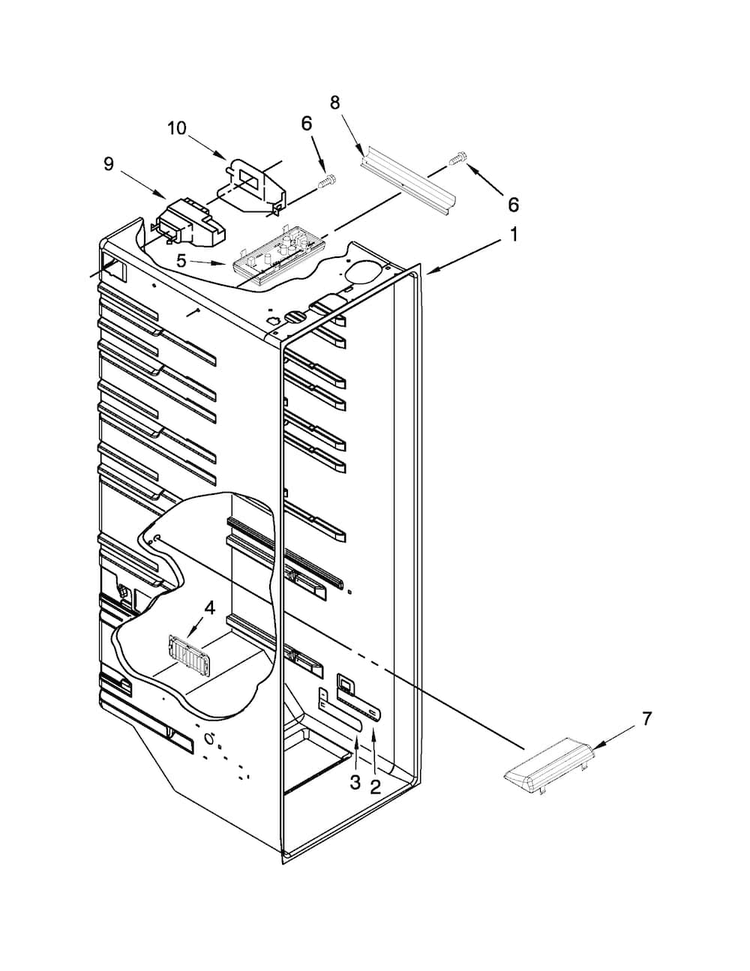 Refrigerator Liner Parts Diagram and Parts List for 10641124210  Kenmore Refrigerator