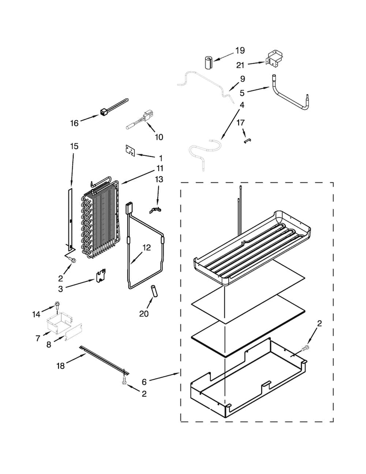 Lower Unit And Tube Parts Diagram and Parts List for KSSC48QVS10  KitchenAid Refrigerator