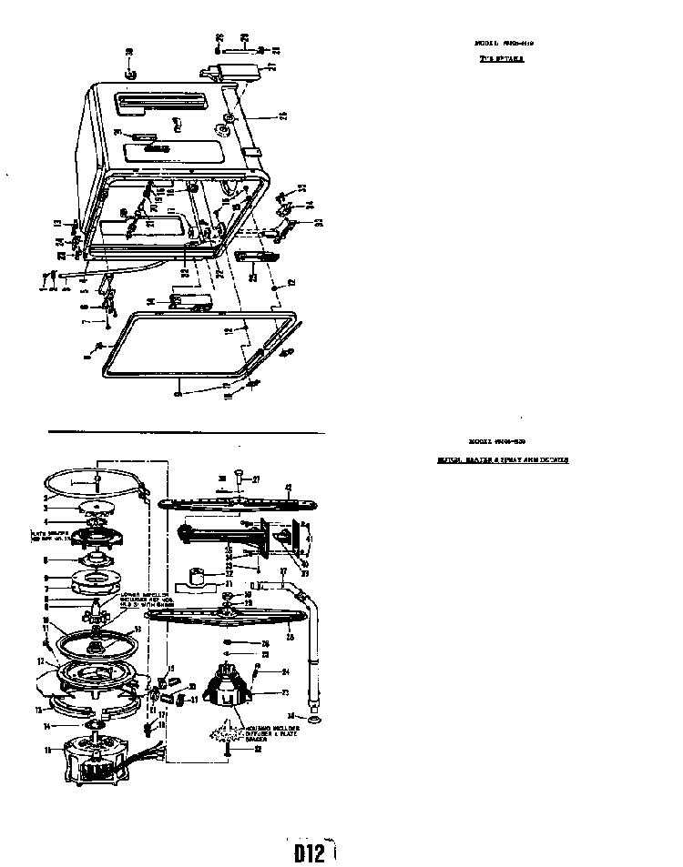 Tub Details Model 8508-h30 Diagram and Parts List for 8586H30  Roper Dishwasher