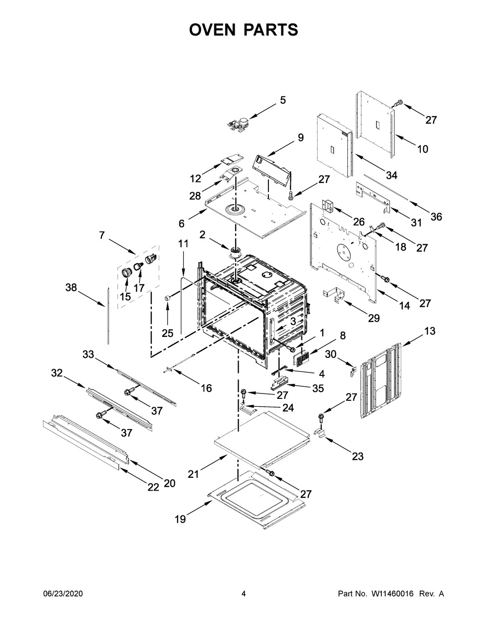 Oven Parts Diagram and Parts List for WOD51EC7HB02  Whirlpool Wall Oven