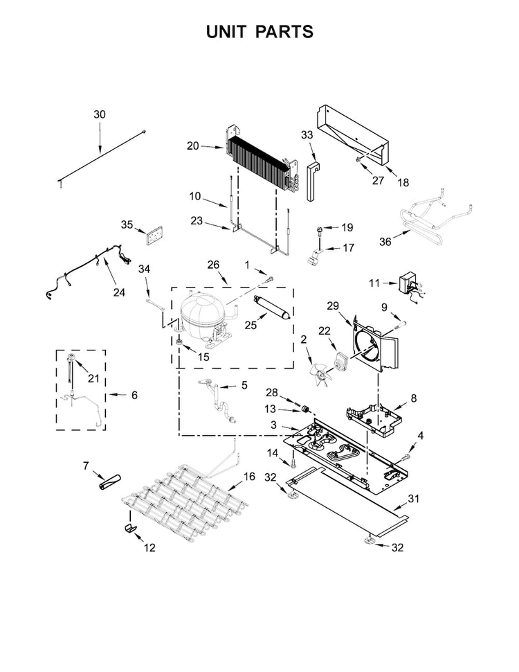 Unit Parts Diagram and Parts List for KFIS29PBMS02  KitchenAid Refrigerator