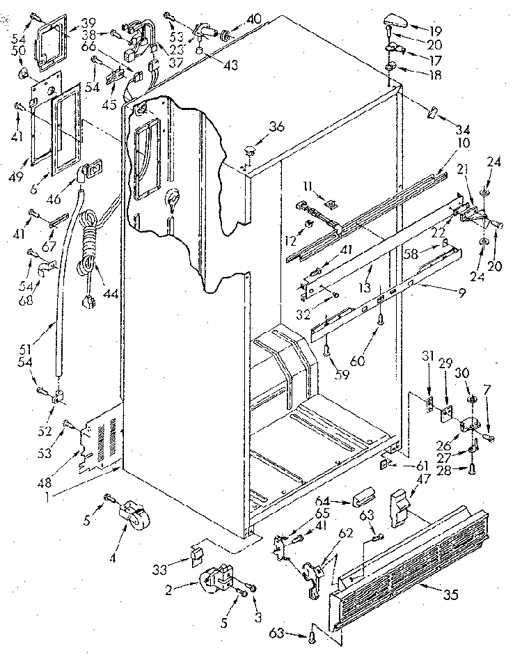 Cabinet Diagram and Parts List for ET20GKXSF01  Whirlpool Refrigerator