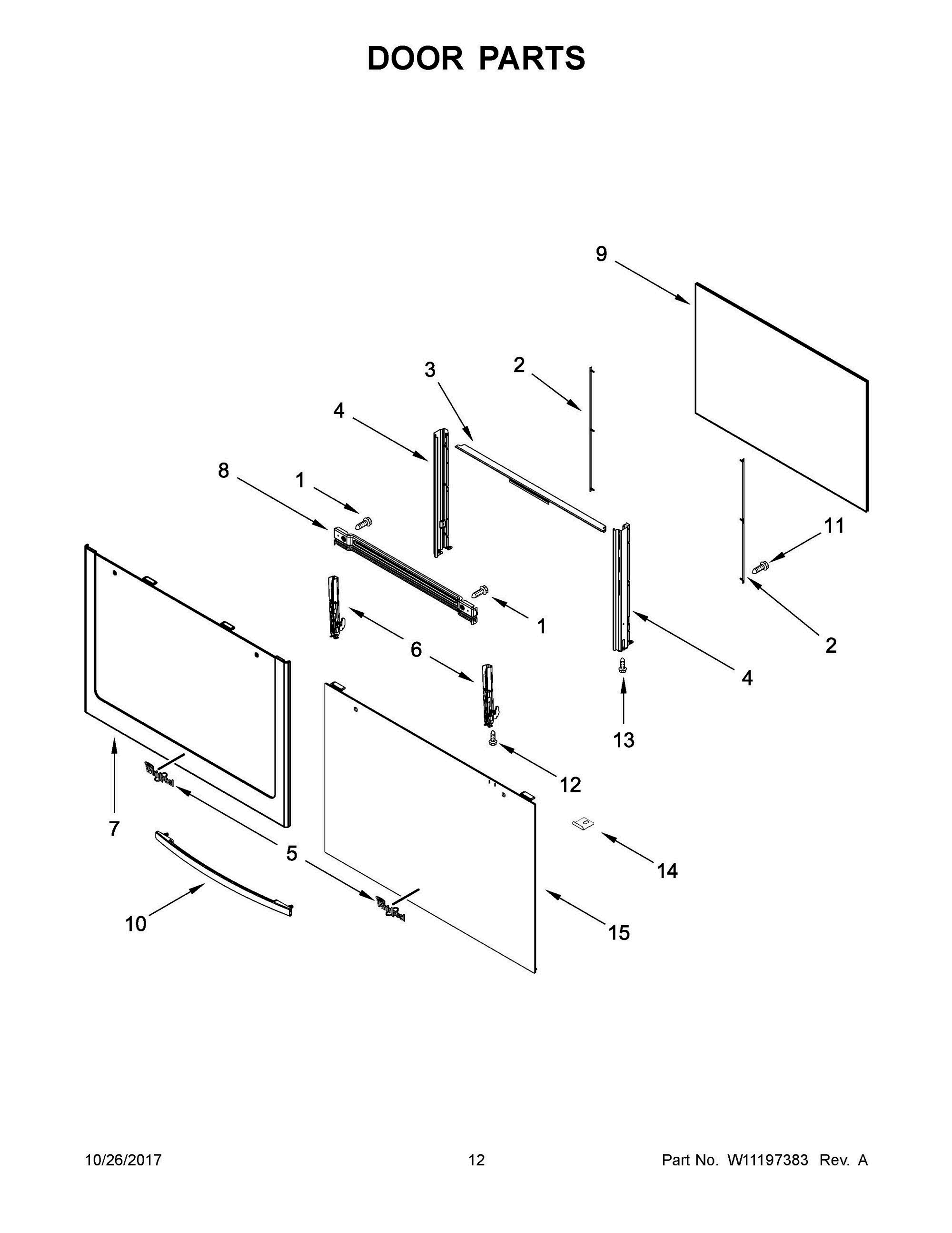 07 - DOOR PARTS Diagram and Parts List for WFG505M0BB2  Whirlpool Range