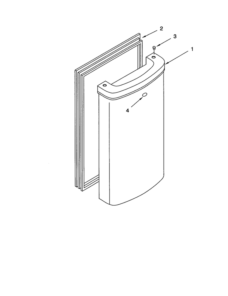 Door Diagram and Parts List for EV040FXHW  Whirlpool Freezer