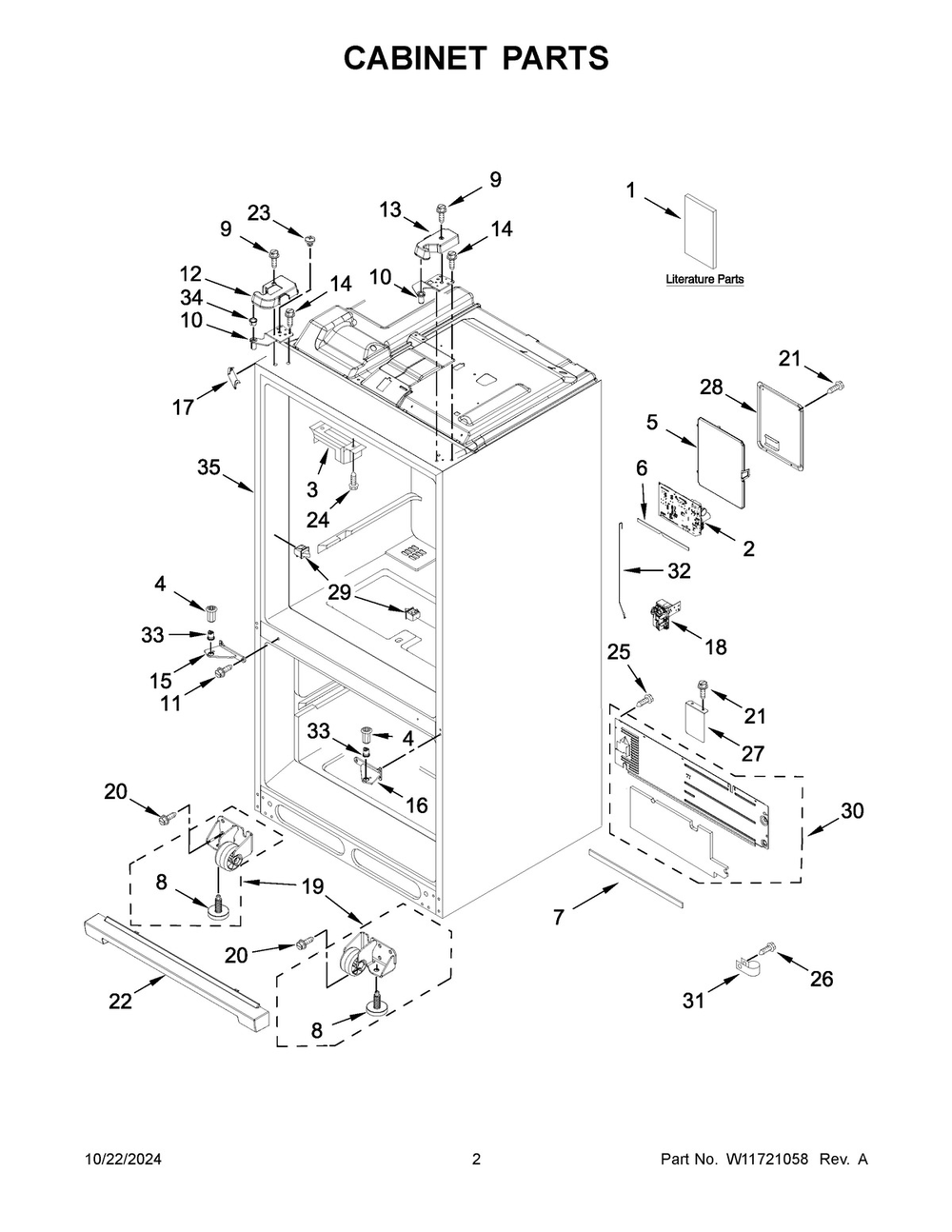 02 - Cabinet Parts Diagram and Parts List for WRF767SDHZ05  Whirlpool Refrigerator