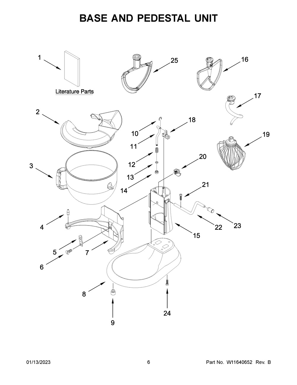Base And Pedestal Unit Diagram and Parts List for KSM70SKXXBK0  KitchenAid Mixer