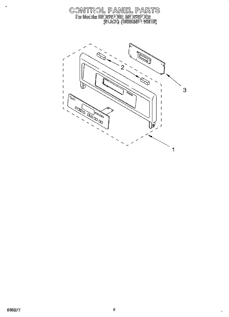 CONTROL PANEL, LITERATURE Diagram and Parts List for RBD276PDB2  Whirlpool Wall Oven