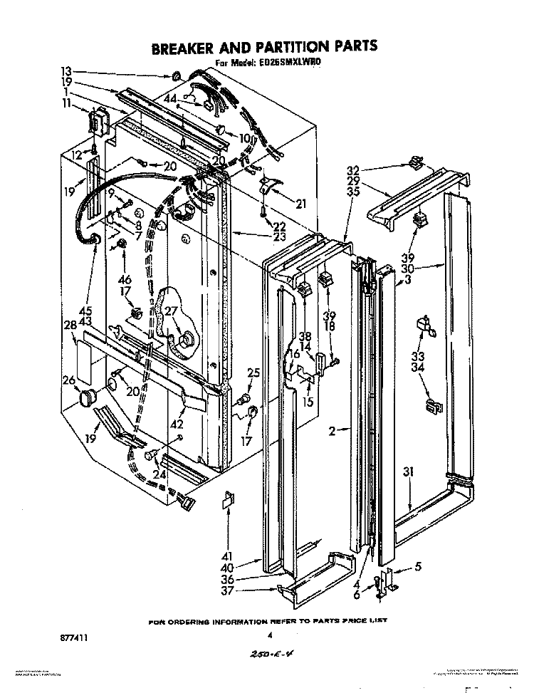 BREAKER AND PARTITION Diagram and Parts List for ED25SMXLWR0  Whirlpool Refrigerator