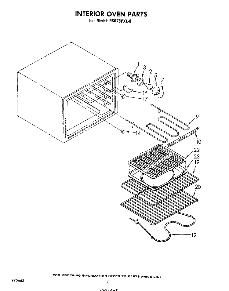 INTERIOR OVEN Diagram and Parts List for RS676PXL0  Whirlpool Range