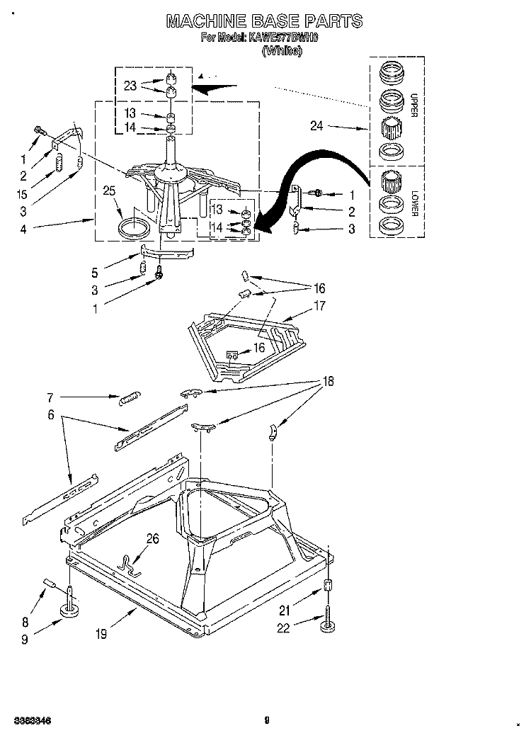 MACHINE BASE Diagram and Parts List for KAWE577BWH0  KitchenAid Washer