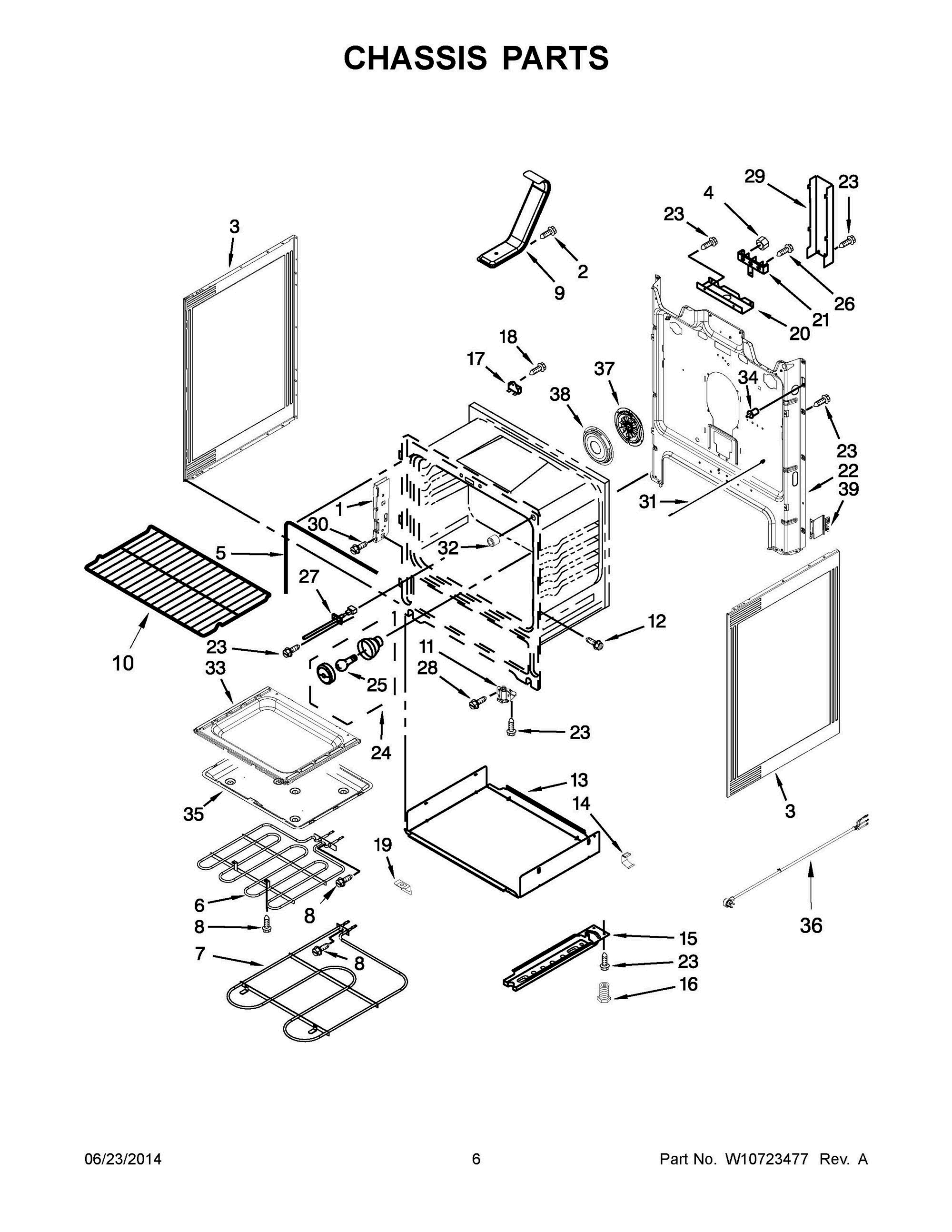 04 - CHASSIS PARTS Diagram and Parts List for YWFE540H0BS1  Whirlpool Range
