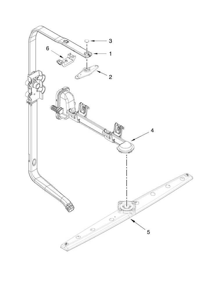 Upper Wash And Rinse Parts Diagram and Parts List for KDTE104DSS0  KitchenAid Dishwasher