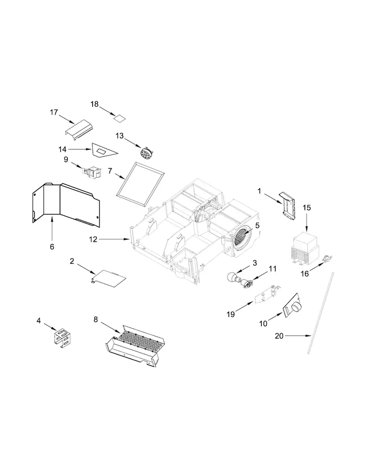 Air Flow Parts Diagram and Parts List for KMHS120EBL2  KitchenAid Microwave