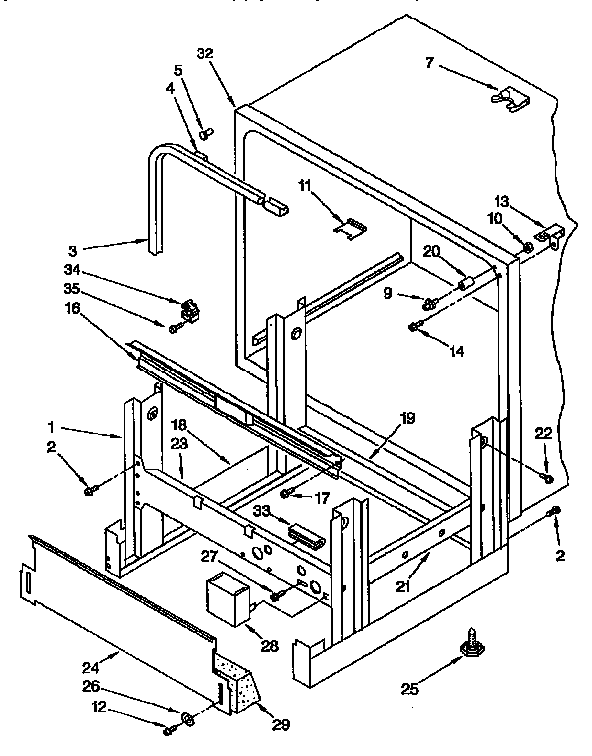 Frame And Tank Diagram and Parts List for KUDH230YH0  KitchenAid Dishwasher