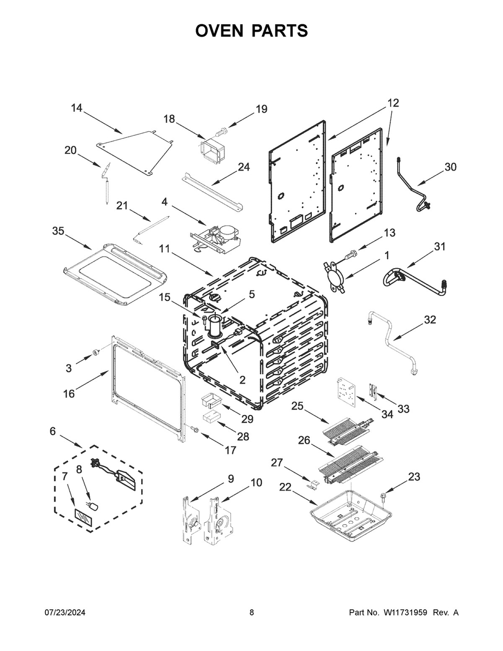 05 - Oven Parts Diagram and Parts List for KFGC500JMB07  Whirlpool Range