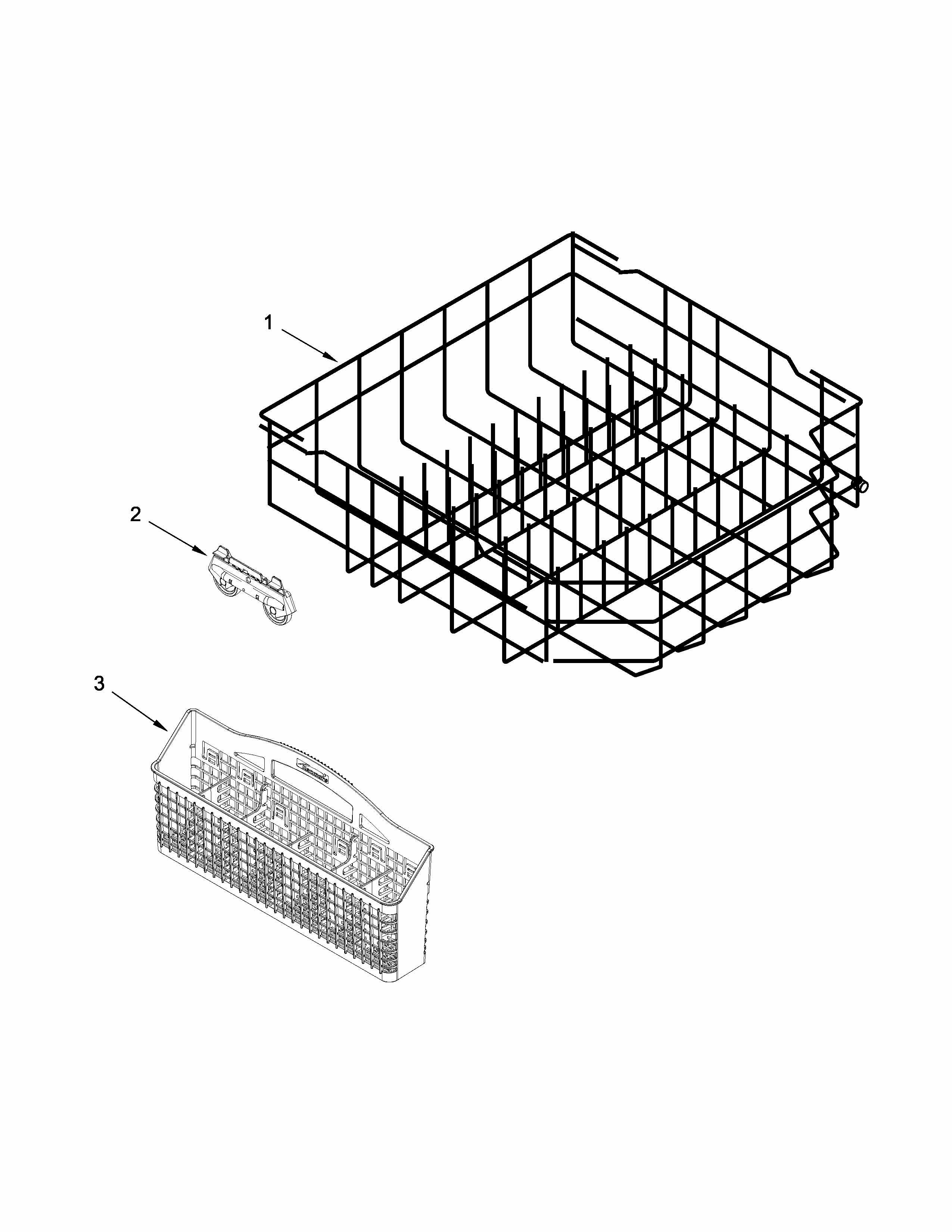 Lower Rack Parts Diagram and Parts List for 66513409N410  Kenmore Dishwasher