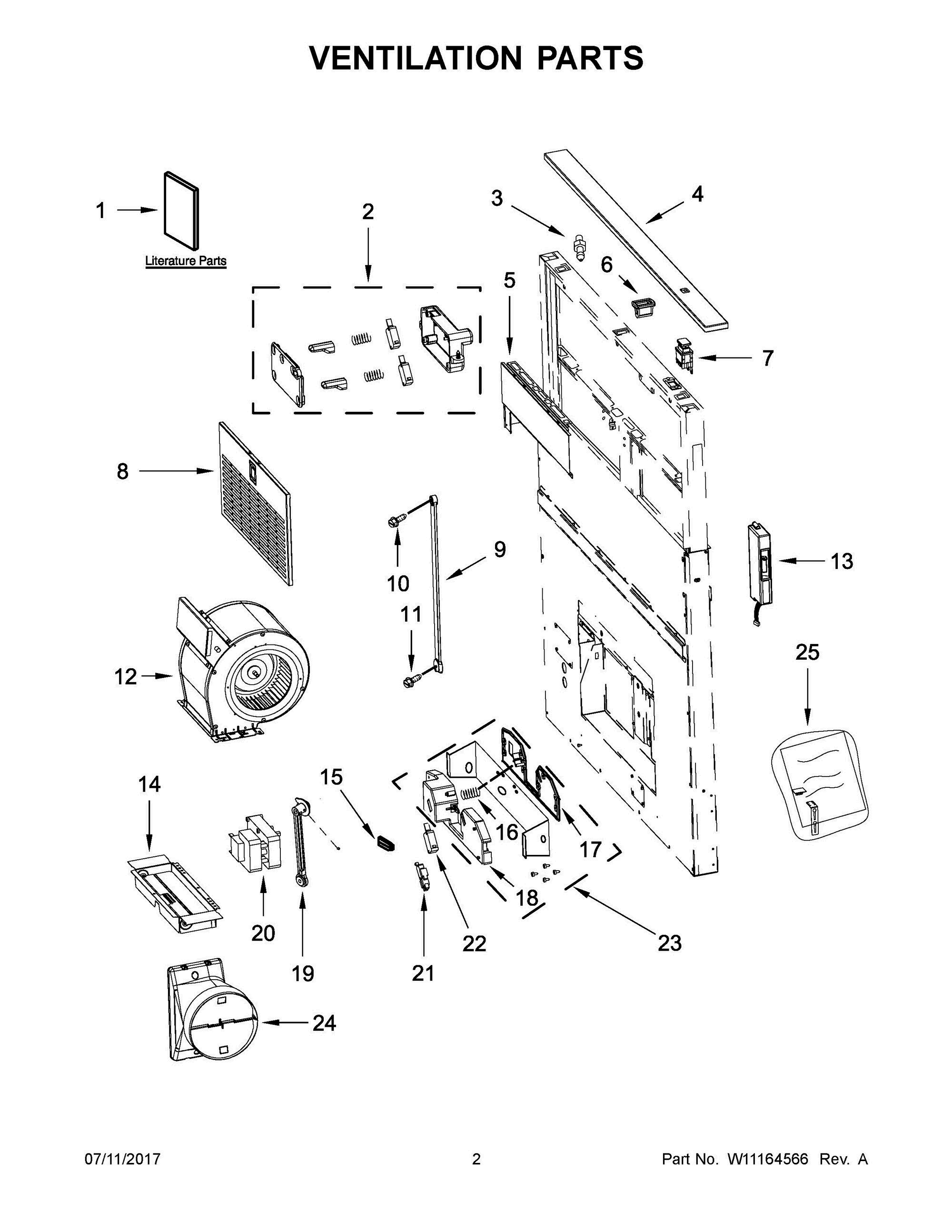 02 - VENTILATION PARTS Diagram and Parts List for KXD4630YSS4  Whirlpool Range Hood
