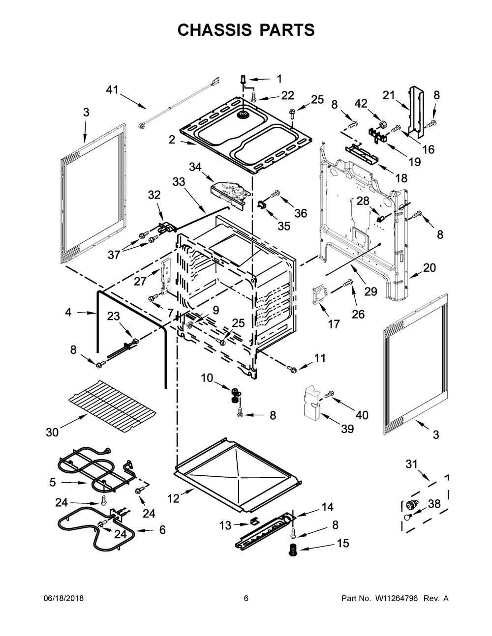 Chassis Parts Diagram and Parts List for YWFC310S0ES2  Whirlpool Range