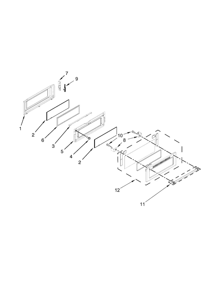Upper Door Parts Diagram and Parts List for KFDD500ESS02  KitchenAid Range