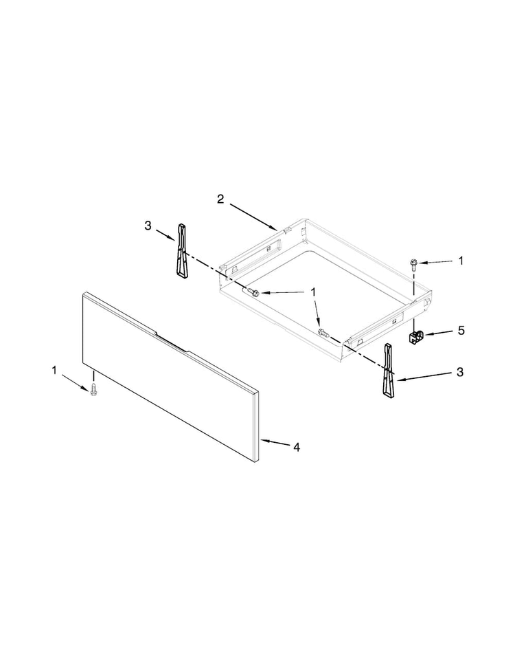 Drawer Parts Diagram and Parts List for WFE540H0AB1  Whirlpool Range