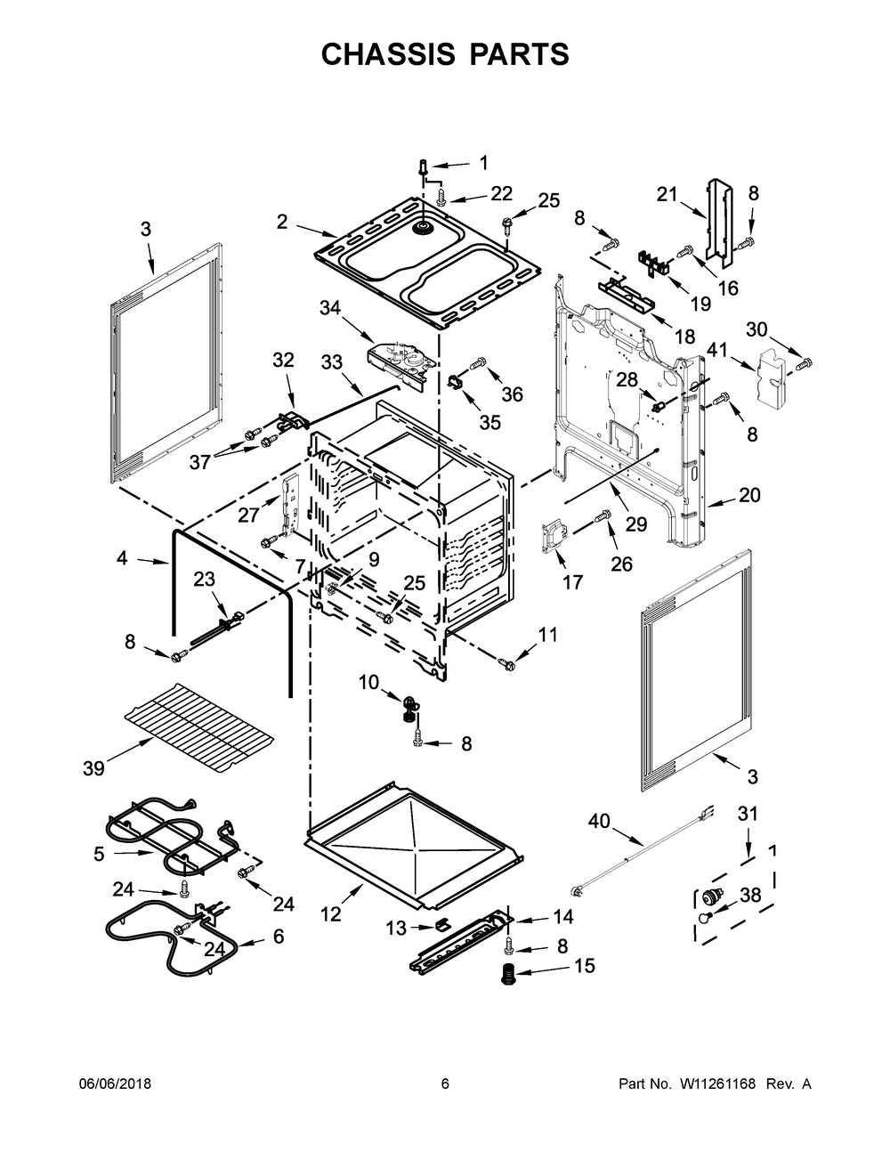 Chassis Parts Diagram and Parts List for YWFC310S0EW2  Whirlpool Range
