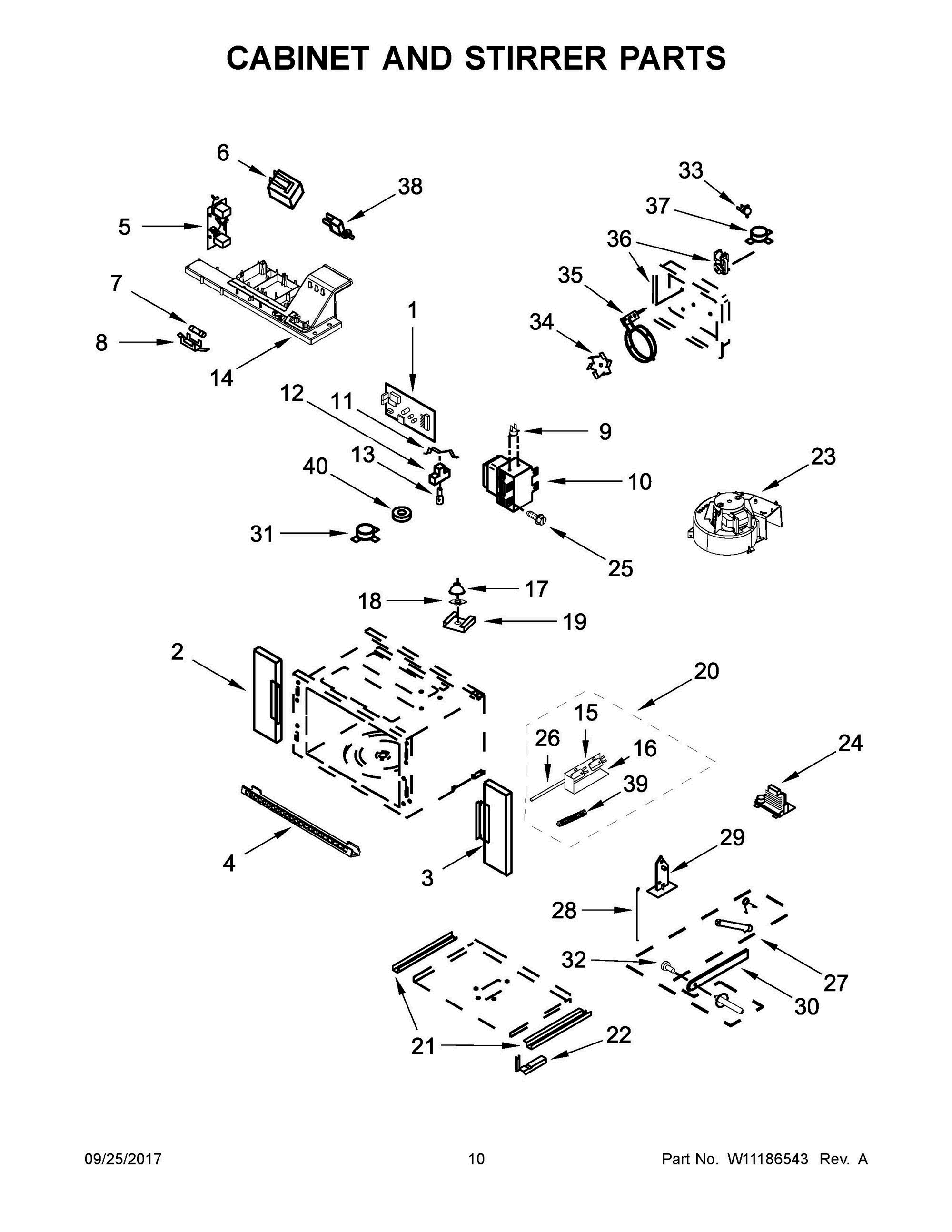 06 - CABINET AND STIRRER PARTS Diagram and Parts List for JMW3430HS00  Whirlpool 