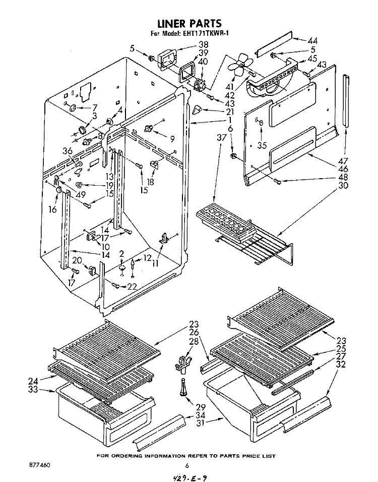 LINER Diagram and Parts List for EHT171TKWR1  Whirlpool Refrigerator