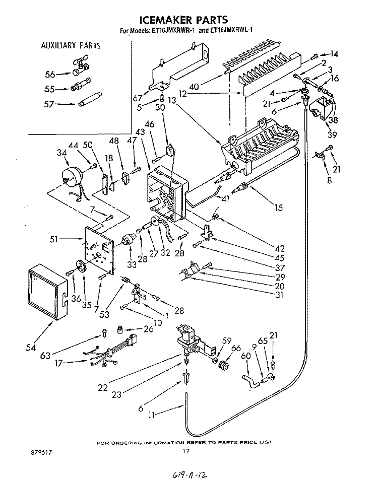 ICE MAKER , NOT ILLUSTRATED Diagram and Parts List for ET16JMXRWR1  Whirlpool Refrigerator