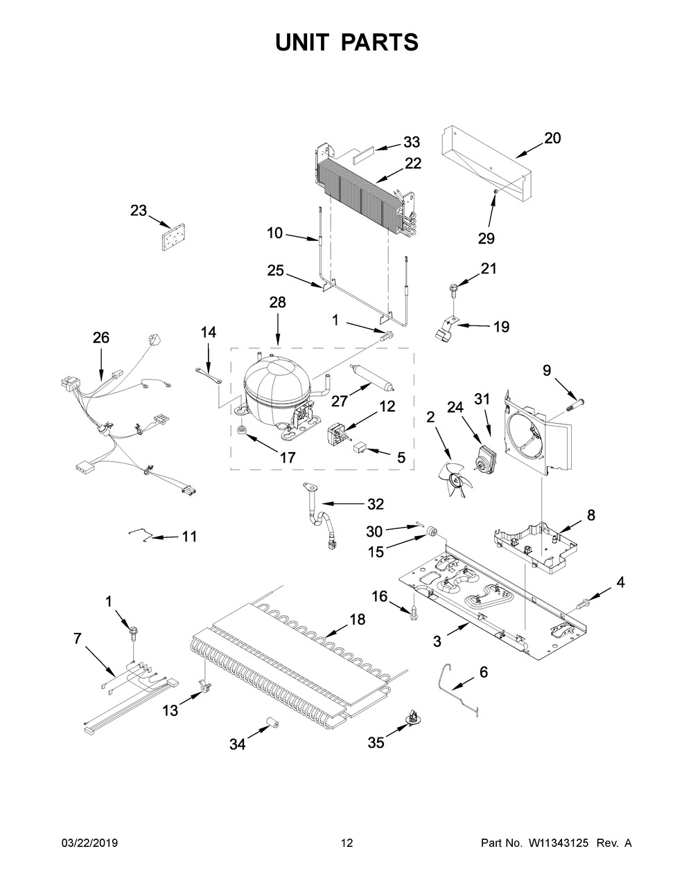 Unit Parts Diagram and Parts List for WRF535SMHZ02  Whirlpool Refrigerator