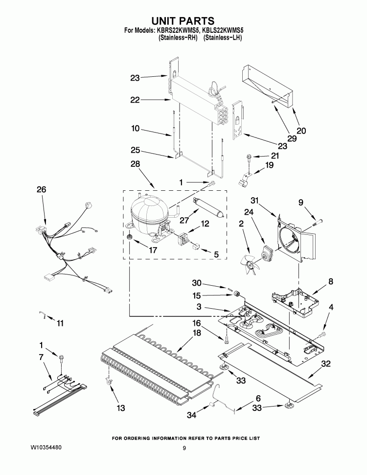 UNIT PARTS Diagram and Parts List for KBLS22KWMS5  KitchenAid Refrigerator