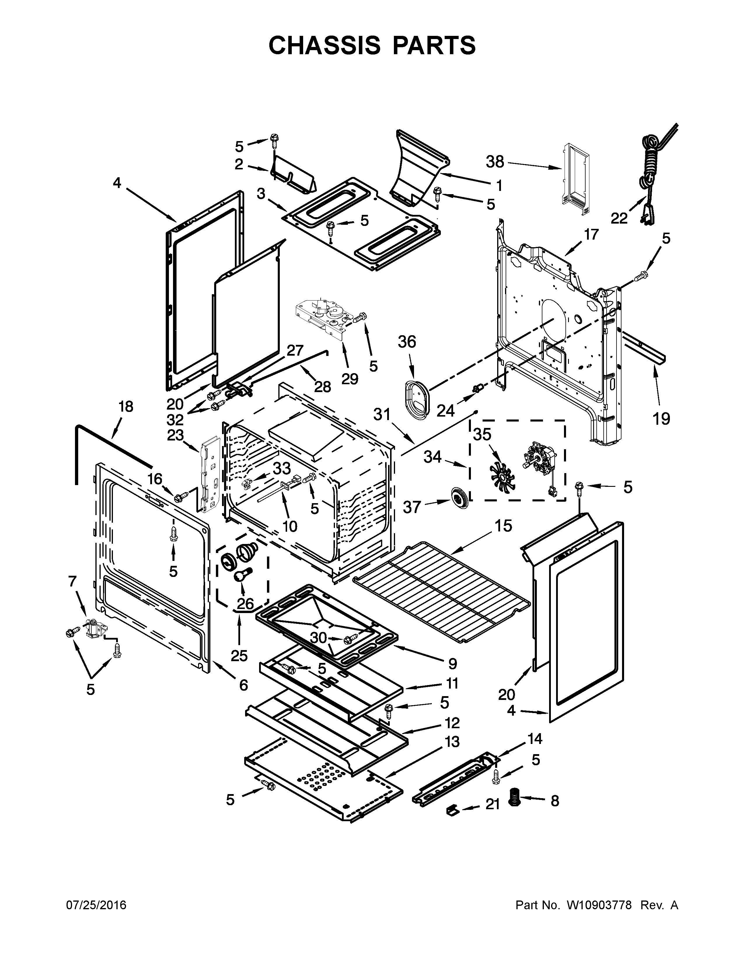 Chassis Parts Diagram and Parts List for IGS505DS1  Whirlpool Range