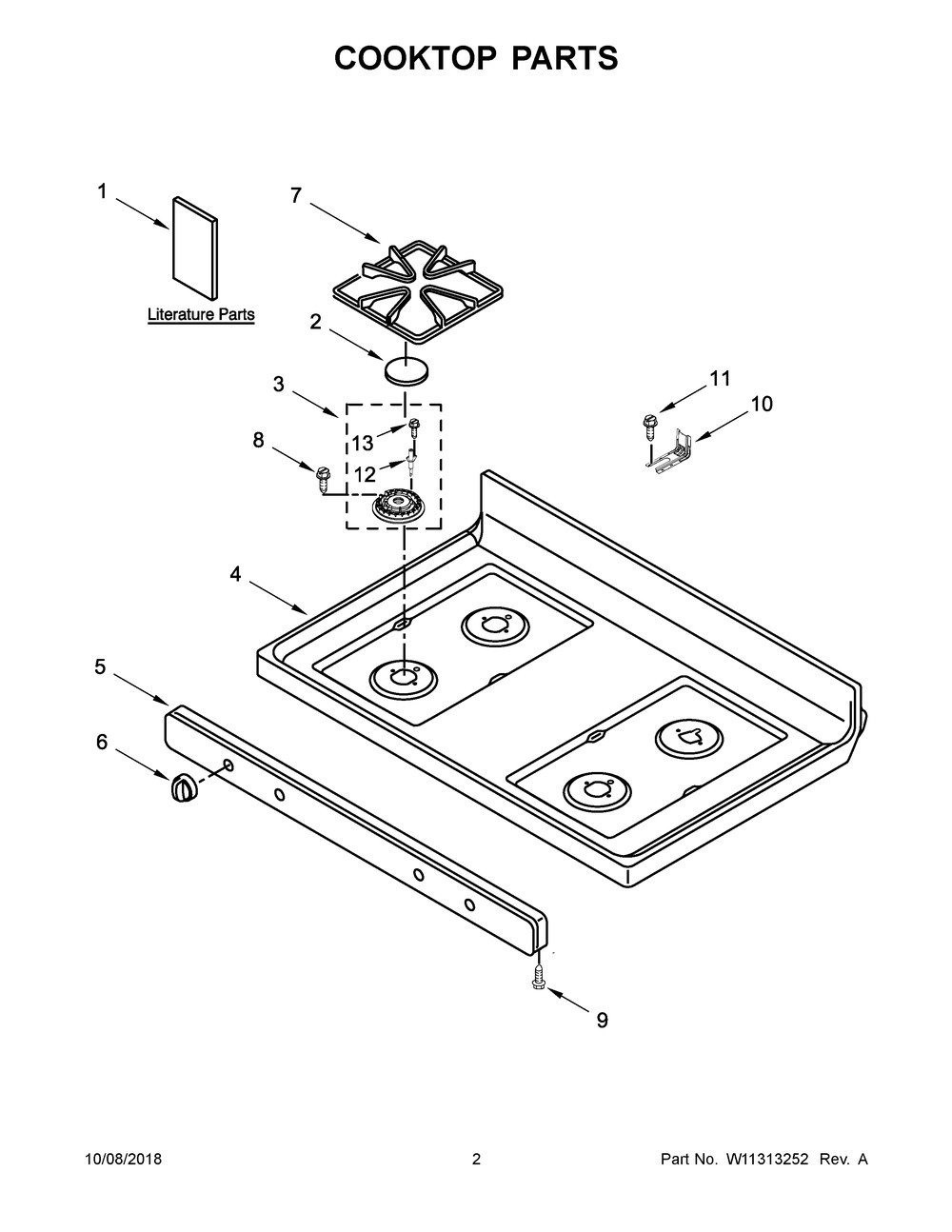 Cooktop Parts Diagram and Parts List for IGR660GS0  Whirlpool Range