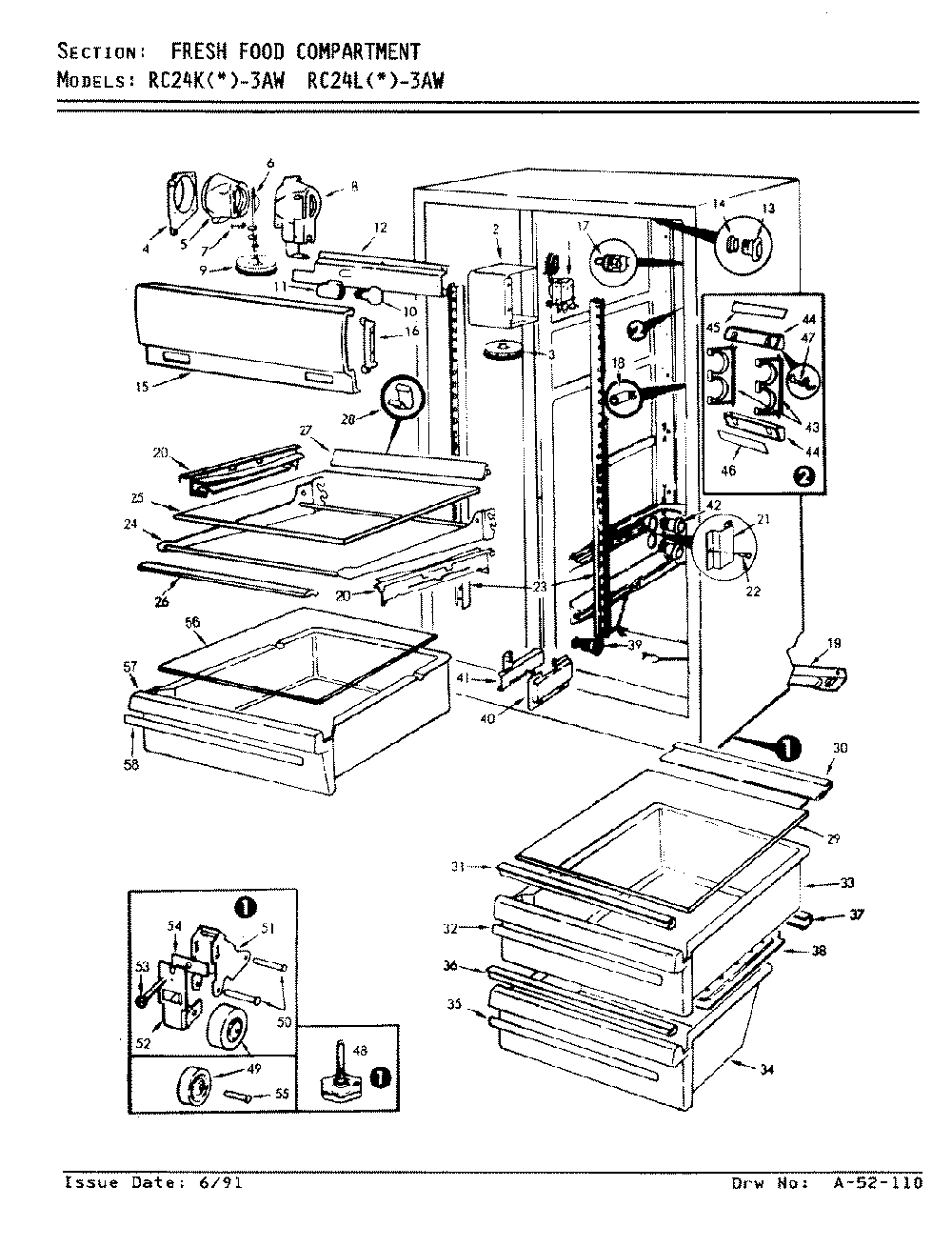 03 - Fresh Food Compartment Diagram and Parts List for RC24LA-3AW  Whirlpool Refrigerator