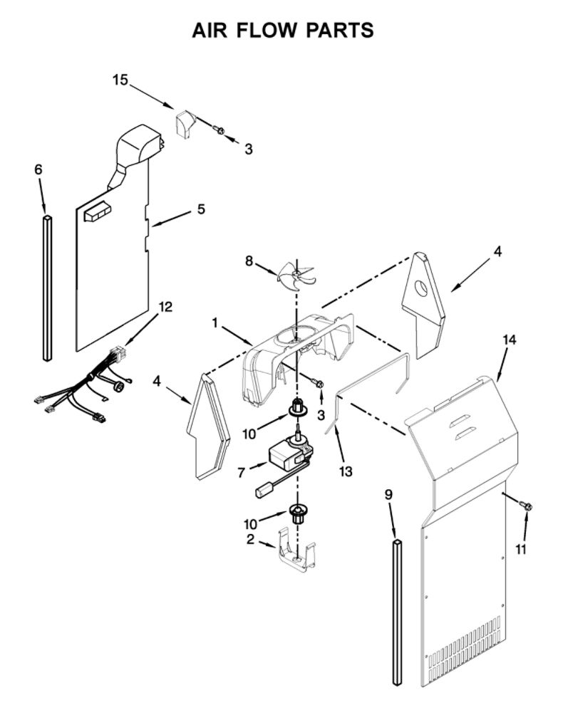 Air Flow Parts Diagram and Parts List for 10641172711  Kenmore Refrigerator
