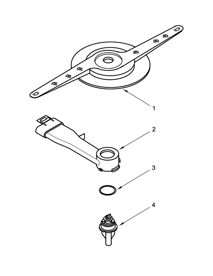 Lower Washarm Parts Diagram and Parts List for DU1015XTXT2  Whirlpool Dishwasher