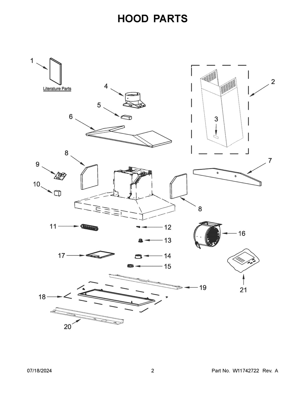 02 - Hood Parts Diagram and Parts List for KVWB600HBS3  Whirlpool Range Hood