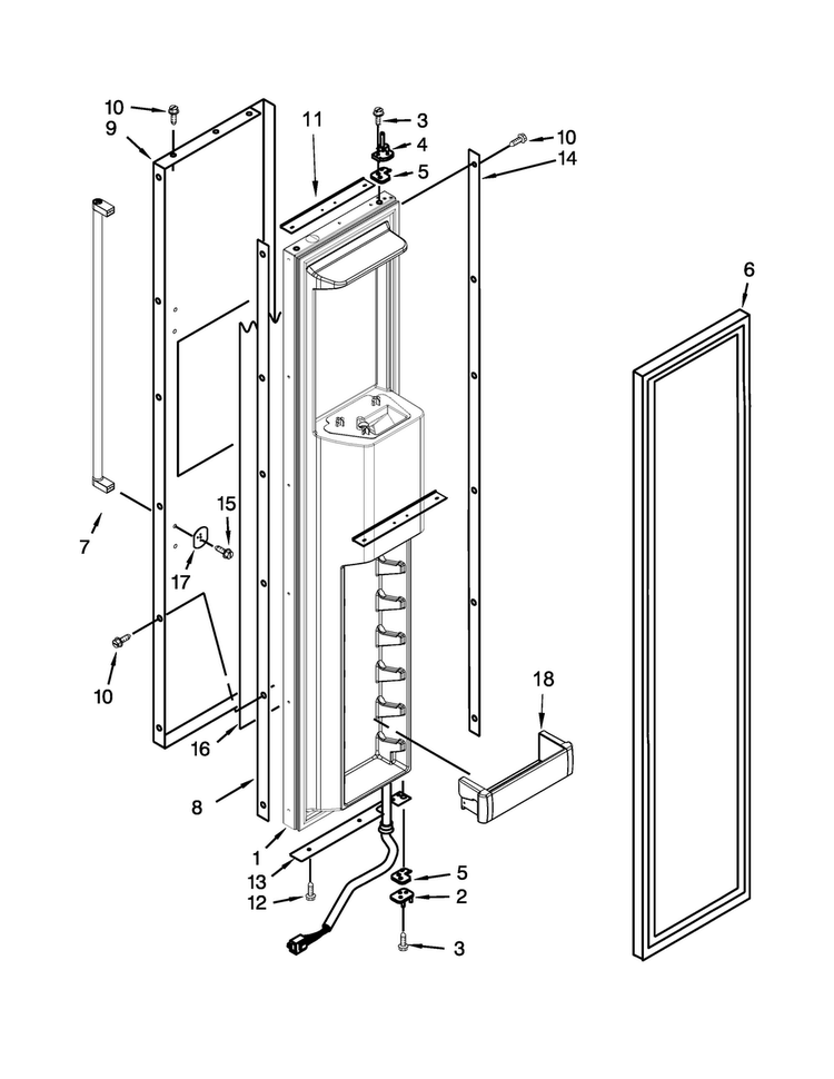 Freezer Door Parts Diagram and Parts List for KBSD608EBS00  KitchenAid Refrigerator