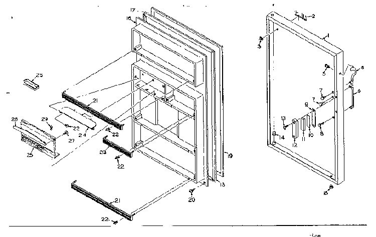 Refrigerator Door Parts Diagram and Parts List for 106R12C1  Kenmore Refrigerator