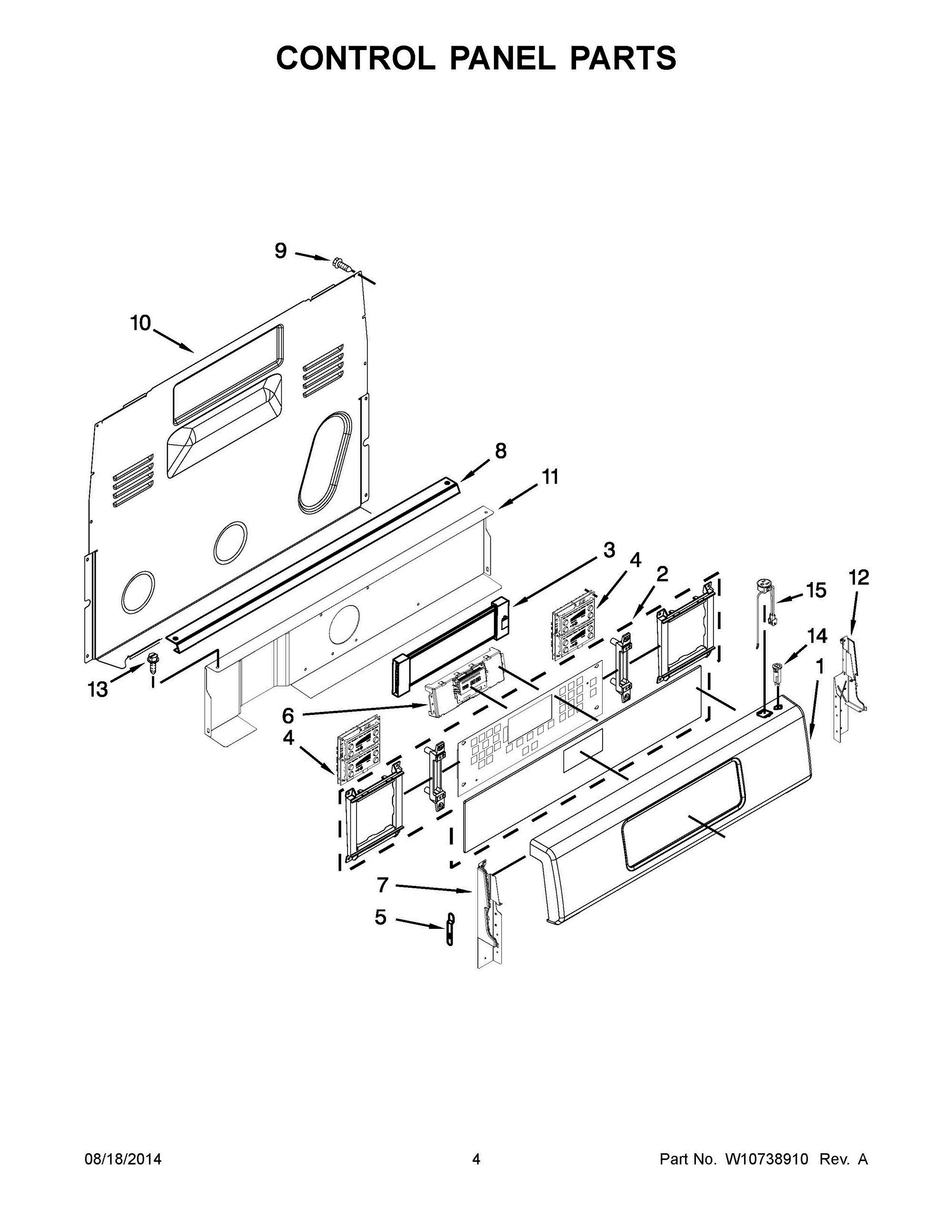 03 - CONTROL PANEL PARTS Diagram and Parts List for YKERS306BSS1  Whirlpool Range