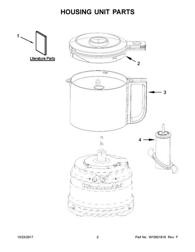 02 - Housing Unit Parts Diagram and Parts List for 9KFC3516HT0  KitchenAid Dishwasher